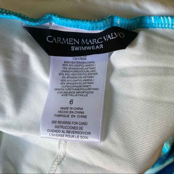 Carmen Marc Valvo One Piece Palermo Waters V-Neck Swimsuit Size 6 NWT - Picture 10 of 12
